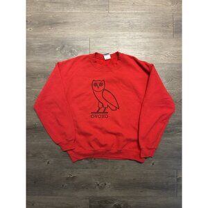 Octobers Very Own Mens Sweatshirt Red Owl Logo Pullover Size M Rap Music OVOXO